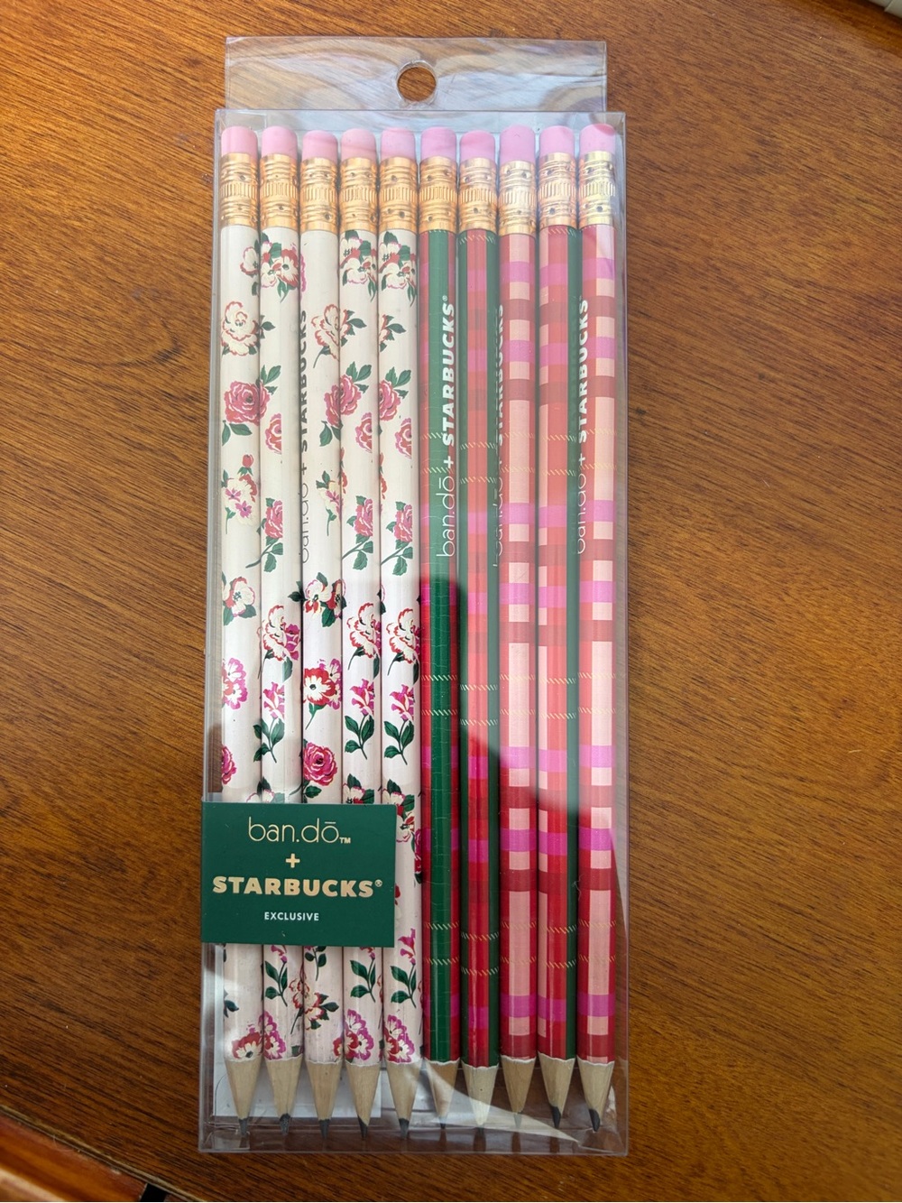 Starbucks + ban.dō limited edition Pink Floral & Plaid Pencil Set